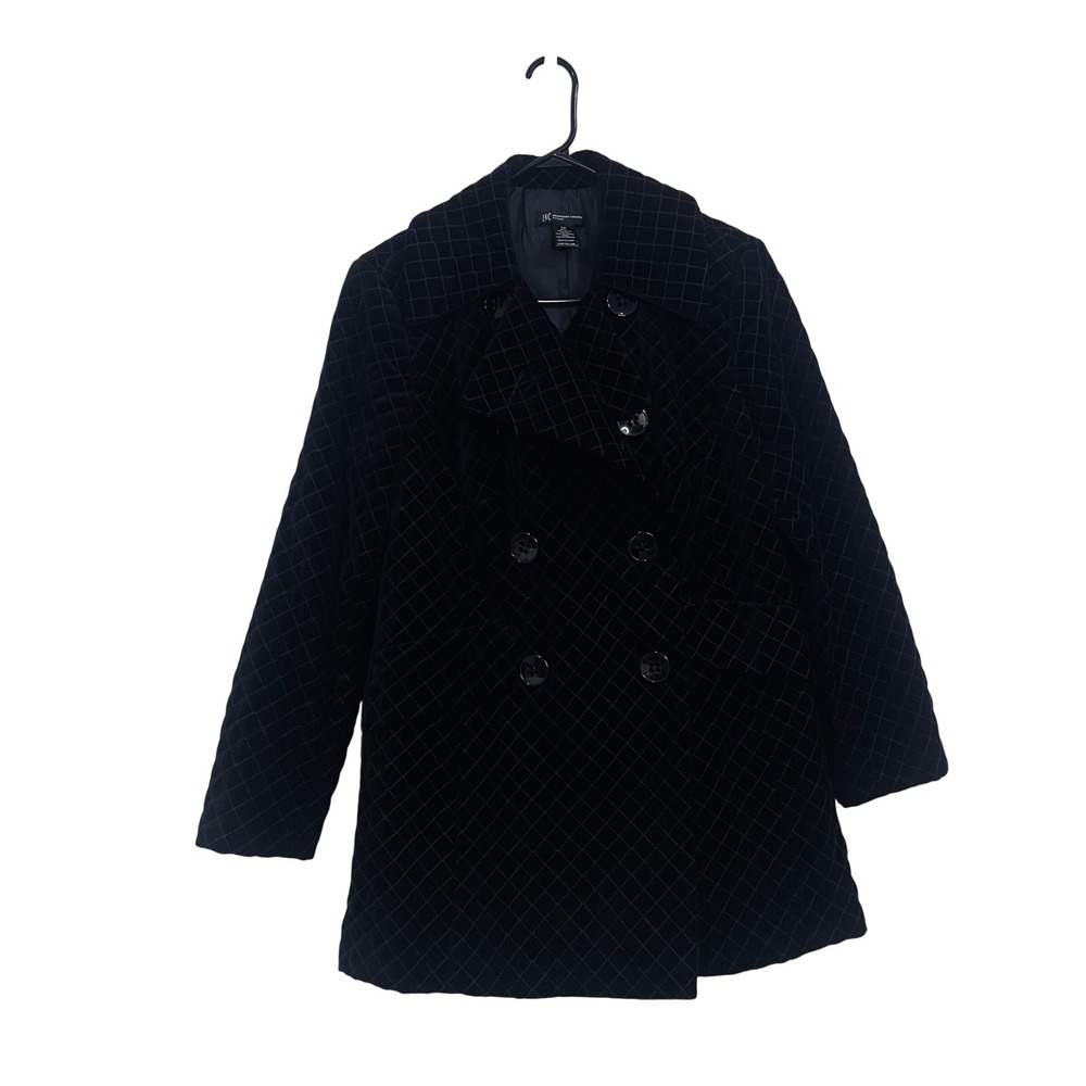 INC International Concepts Black Quilted Velvet Pea Coat Jacket Womens 1X - Picture 2 of 11